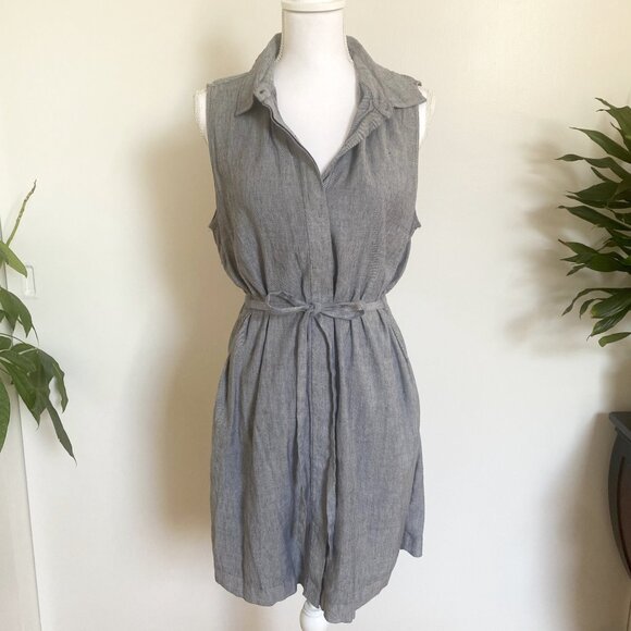✧˚Chic & Professional Nicole Miller Twill Linen Shirt Dress˚✧ - Picture 2 of 12